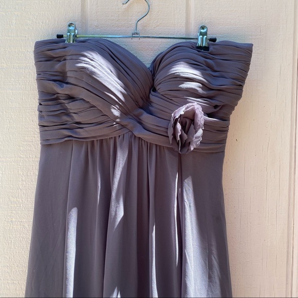 Bill Levkoff maxi bridesmaid dress slate gray 12 - Picture 2 of 7